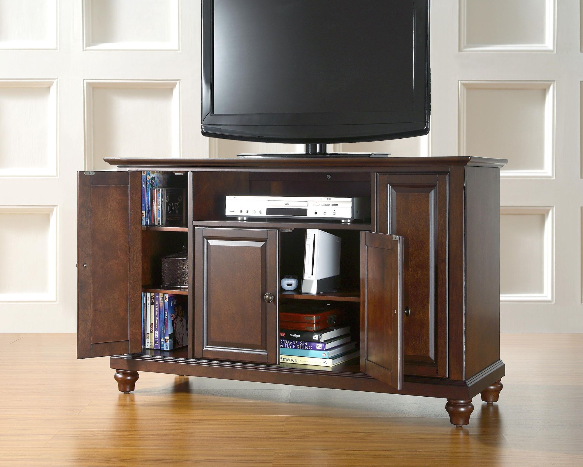 Cambridge 48" Wide Raised Panel 4Door Mahogany TV Stand 7G930