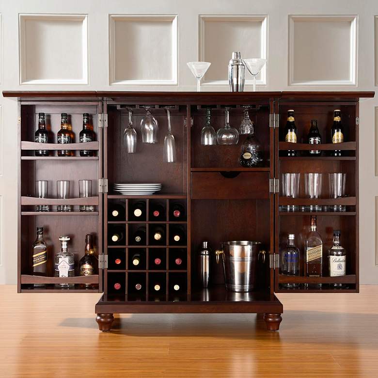 Image 1 Cambridge 62 1/2" Wide Vintage Mahogany Wine and Bar Cabinet