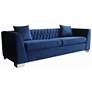 Cambridge 90.5 in. Sofa in Blue Velvet and Brushed Stainless Steel