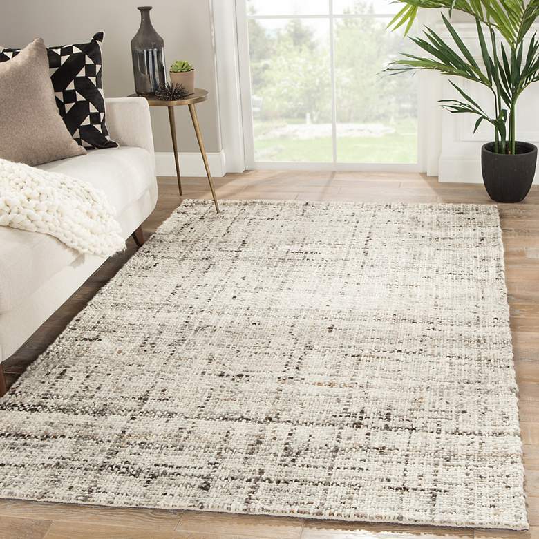 Image 1 Cambridge Season CMB02 5'x8' Solid Gray Ivory Wool Area Rug