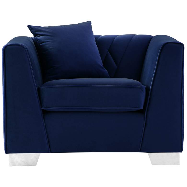 Image 1 Cambridge Sofa Chair in Blue Velvet and Brushed Stainless Steel