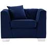 Cambridge Sofa Chair in Blue Velvet and Brushed Stainless Steel
