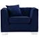 Cambridge Sofa Chair in Blue Velvet and Brushed Stainless Steel