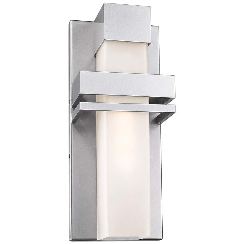 Image 1 Camden 1-Light Silver Metal and Acid White Glass Outdoor Wall Light