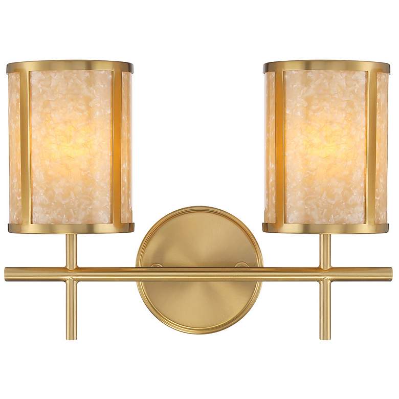 Image 1 Camden 2-Light Bathroom Vanity Light in Warm Brass