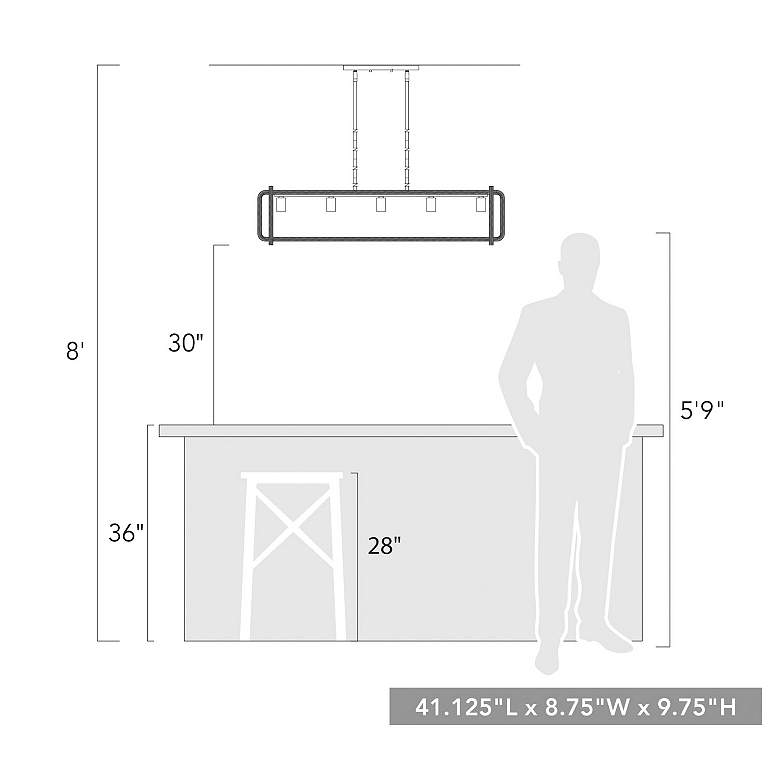 Image 7 Camden 41 1/8" Wide Linear Pendant in Matte Black with Natural Raphia more views