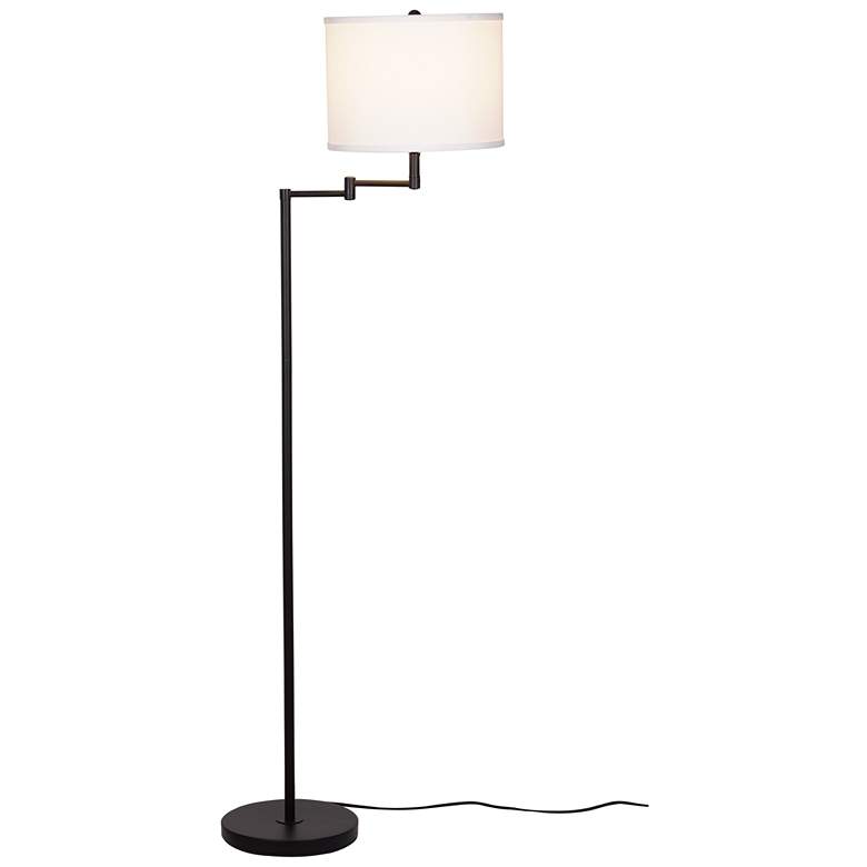 Image 1 Camden 60" High Black Swing Arm Floor Lamp
