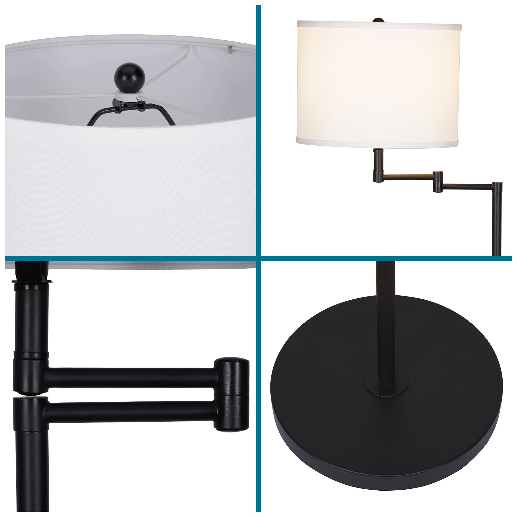 Camden 60" High Black Swing Arm Floor Lamp