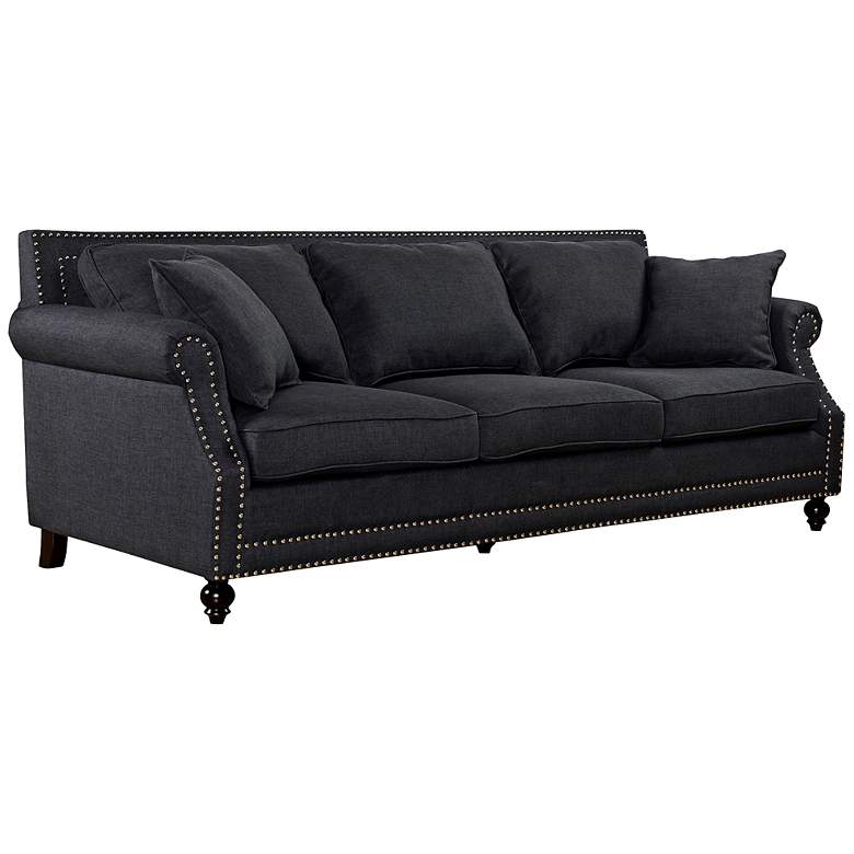 Image 1 Camden 90 3/4 inch Wide Gray Linen Sofa