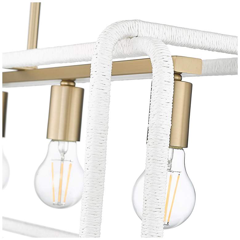 Image 7 Camden Linear Pendant in Brushed Champ Bronze w Bleached White Raphia Rope more views