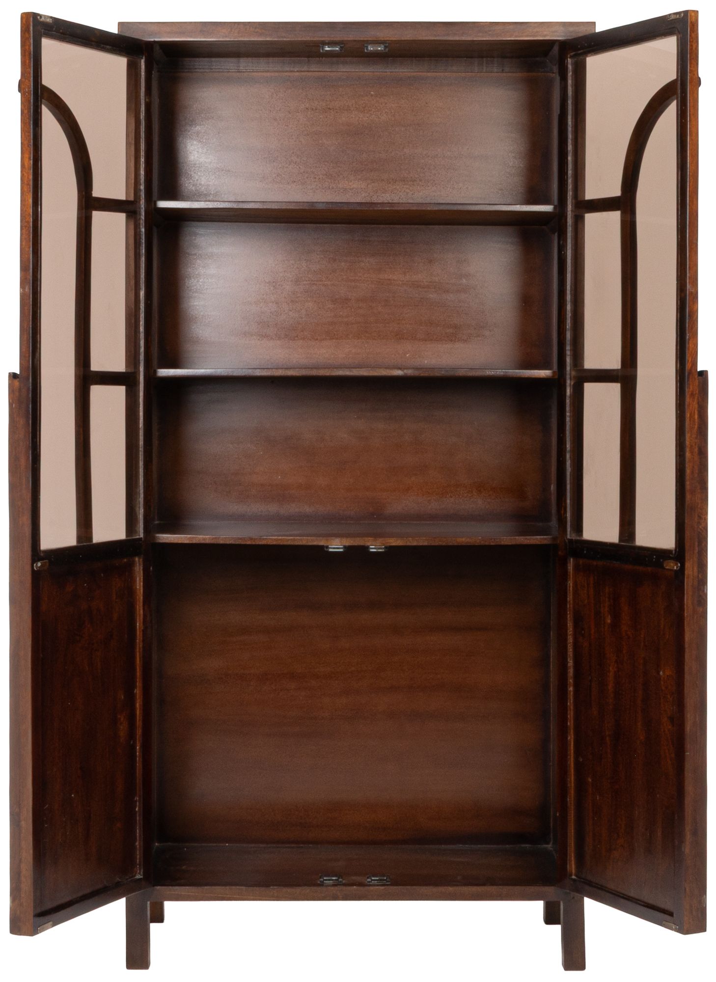 Image 7 Camden Mango Wood Accent Curio Cabinet with Arched Windowpane Doors more views