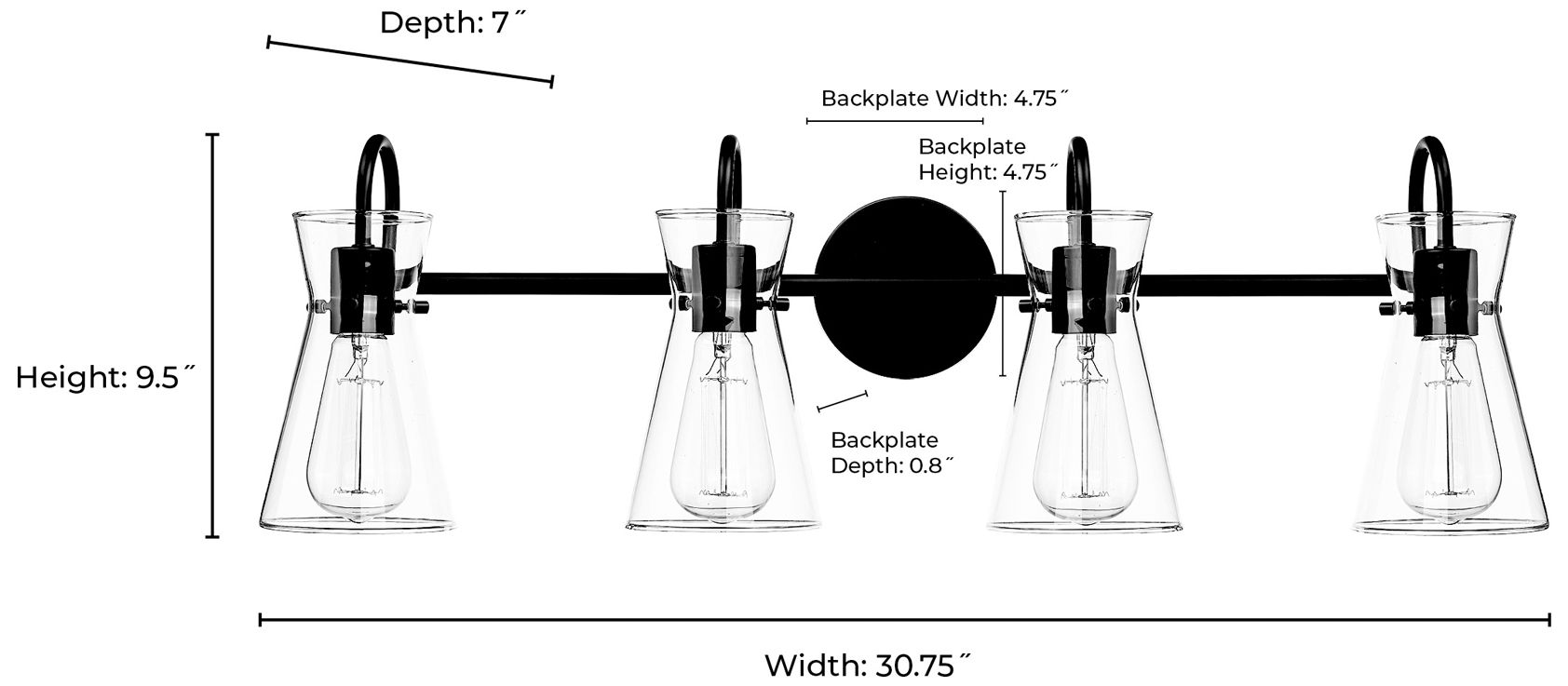 Camellia 30.75" Wide 4-Light Vanity in Polished Nickel