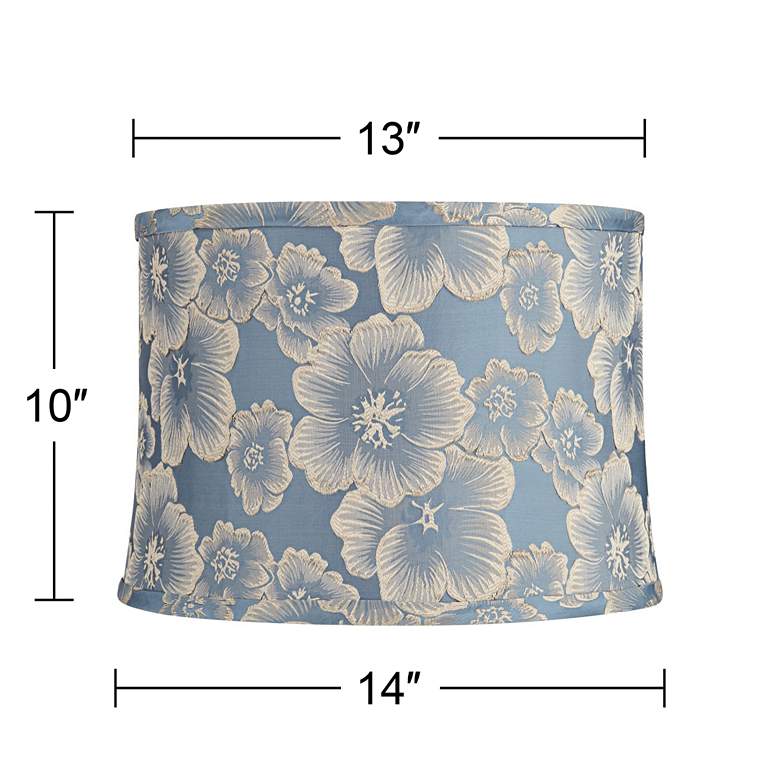 Image 7 Camellia Blue Softback Drum Lamp Shade 13x14x10 (Washer) more views