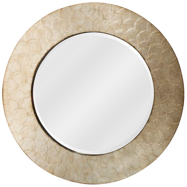 Image 1 Camelot Champagne Silver Wood 36 inch Round Wall Mirror