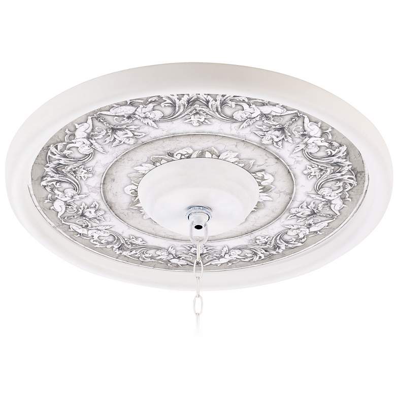 Image 1 Camelot Manor Mist 16 Inch Wide White 4 Inch Opening Medallion