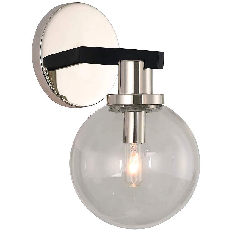 Image 1 Cameo 10 inch High Matte Black and Nickel Wall Sconce