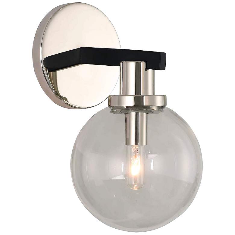 Image 1 Cameo 10" High Matte Black and Nickel Wall Sconce