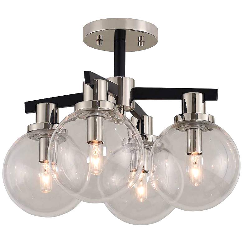 Image 1 Cameo 16" Wide Matte Black and Nickel 4-Light Ceiling Light