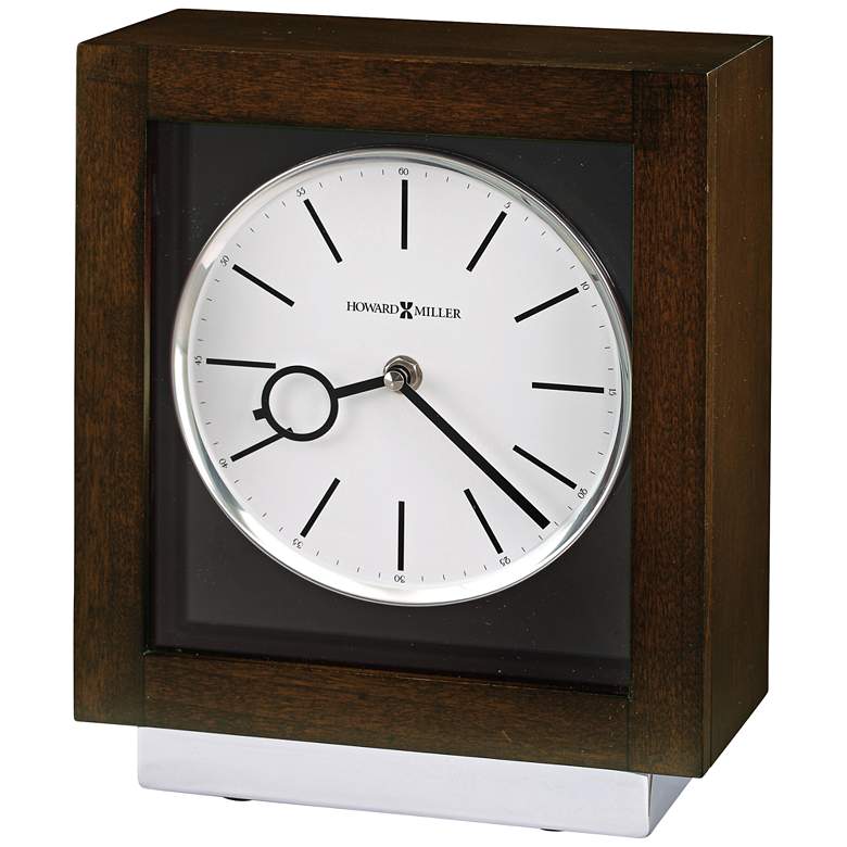 Image 1 Cameron 10 3/4 inch High Modern Wood Cube Chiming Table Clock
