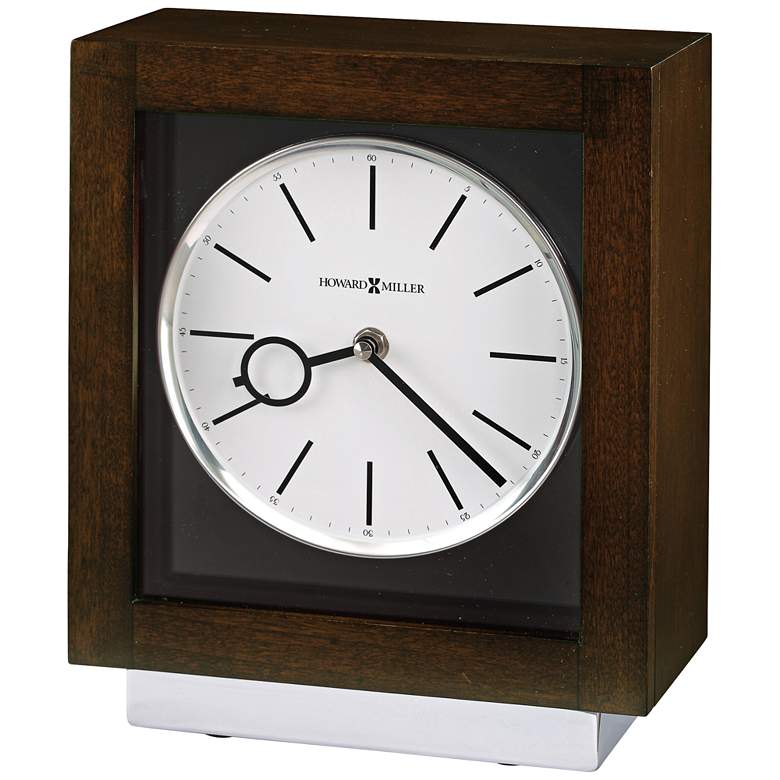 Image 1 Cameron 10 3/4" High Modern Wood Cube Chiming Table Clock
