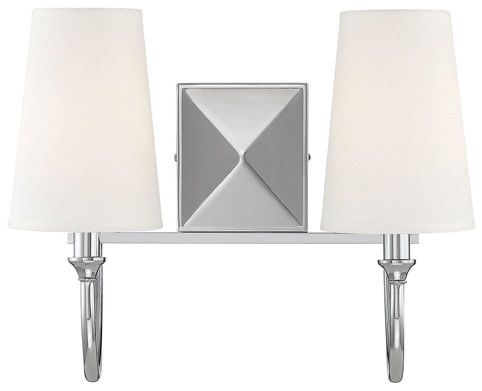 Cameron 2-Light Bathroom Vanity Light in Polished Nickel