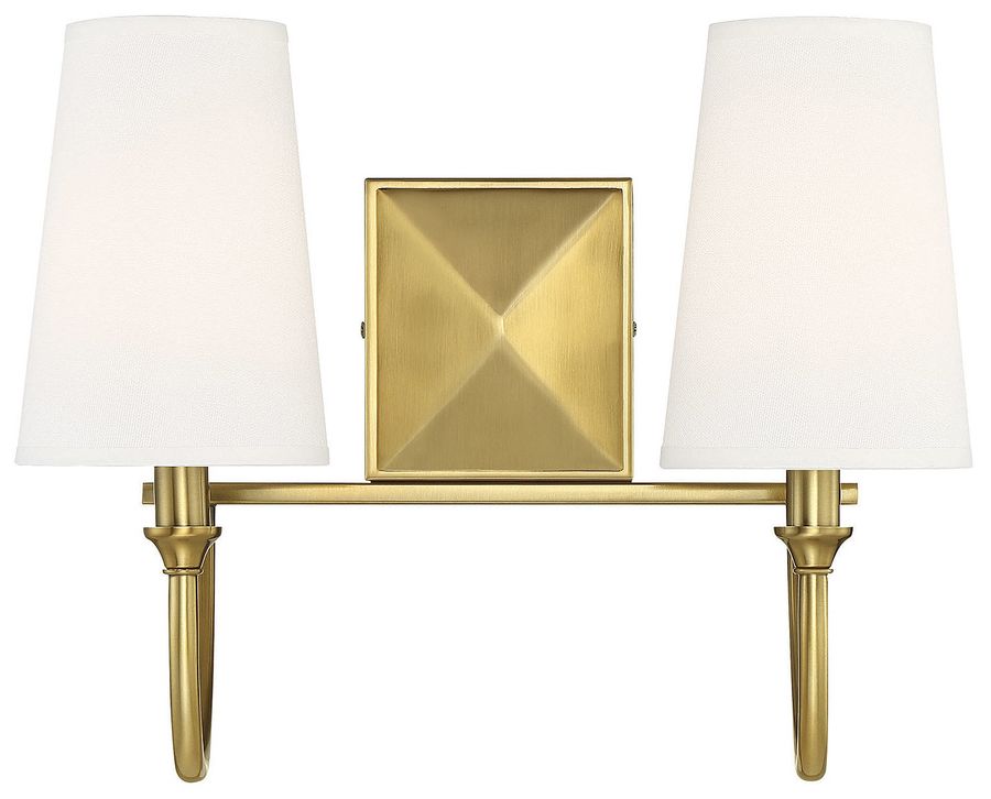 Cameron 2-Light Bathroom Vanity Light in Warm Brass