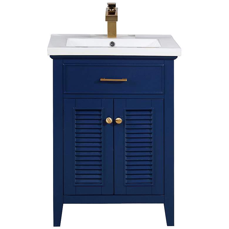Image 2 Cameron 24" Wide Blue Wood 2-Door Single Sink Vanity