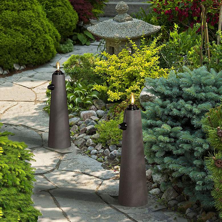 Image 4 Cameron 27 1/2" High Dark Brown Oil Patio Torch more views