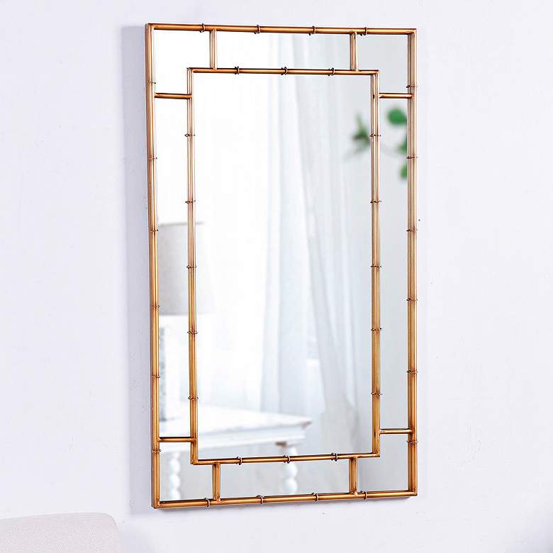 Image 1 Cameron Antique Gold 23 3/4" x 39 1/2" Wall Mirror