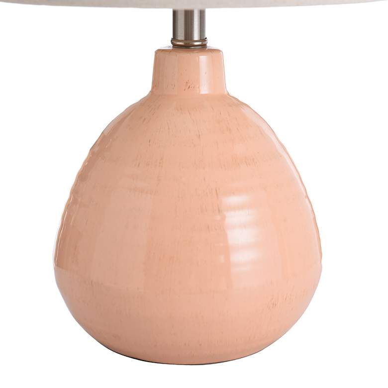 Image 5 Cameron - Ceramic Table Lamp - Orange Mist Finish - Beige Hardback Linen more views