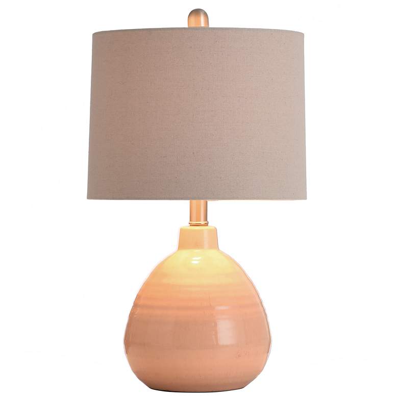Image 6 Cameron - Ceramic Table Lamp - Orange Mist Finish - Beige Hardback Linen more views