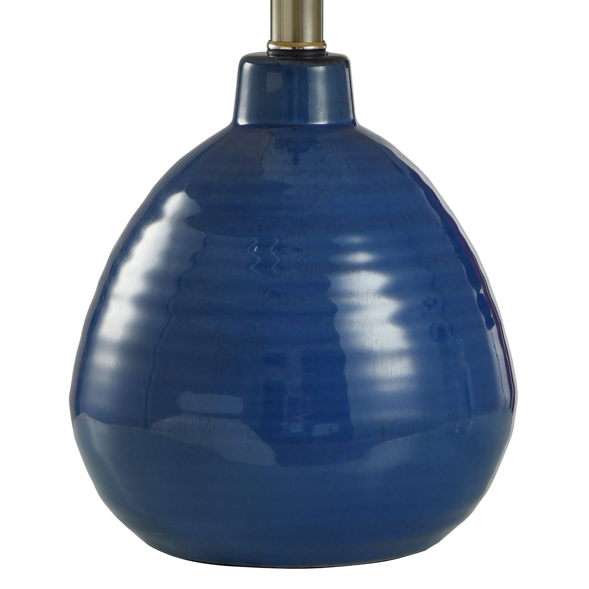 Image 4 Cameron - Ceramic Table Lamp - Sailor Navy Finish - Beige Hardback Shade more views