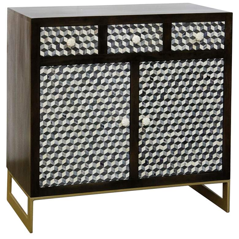 Image 1 Cameron Espresso Brown Cabinet with Antique Gold Metal