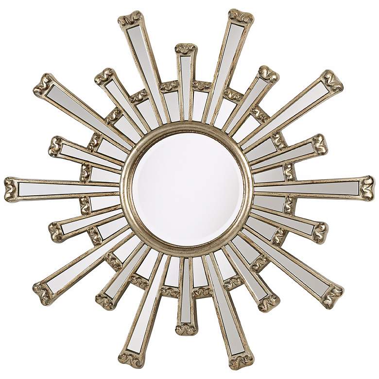 Image 1 Cameron Sunburst Silver Finish 36" Wide Wall Mirror
