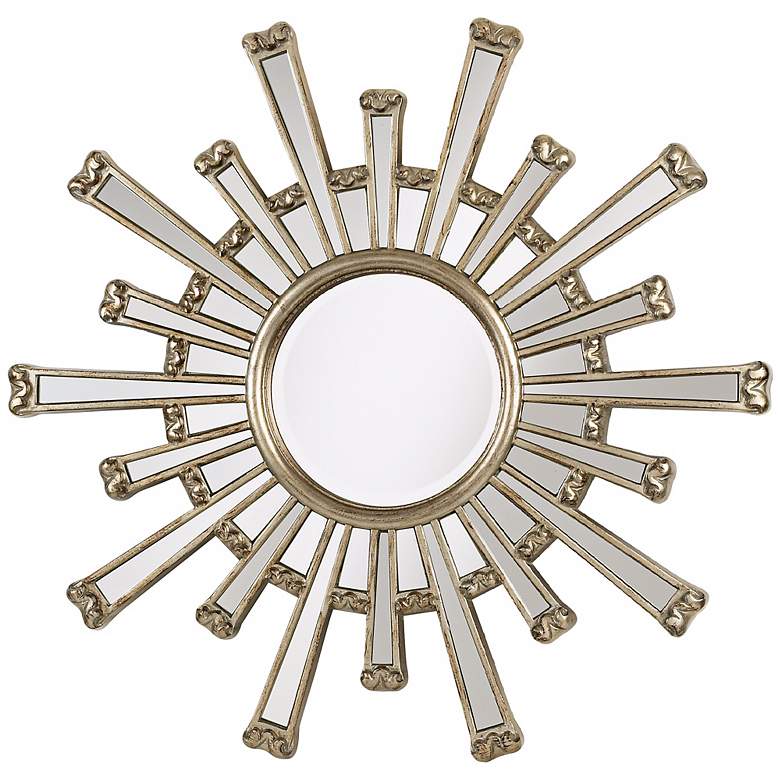 Image 1 Cameron Sunburst Silver Finish 36 inch Wide Wall Mirror