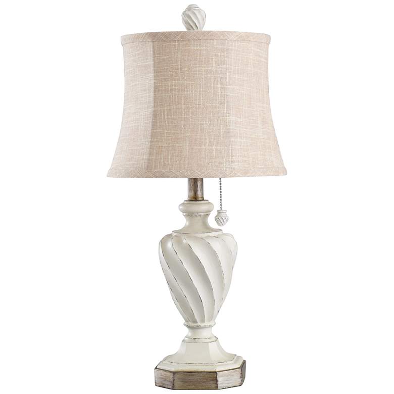 Image 1 Cameron Table Lamp - Cream - Distressed Cream Grey With Gold Highlight