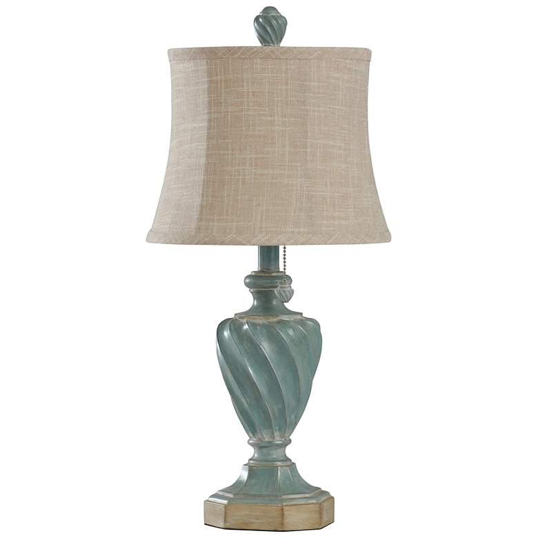 Image 1 Cameron Table Lamp - Distressed Ocean Blue With Light Brown/Cream/Gold