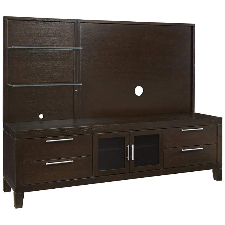 Image 1 Cameron Wood 4-Drawer Television Stand with Back Panel