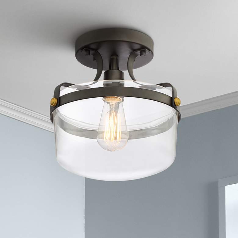 Image 1 Cami 10 1/4" Wide Bronze and Antique Brass Ceiling Light