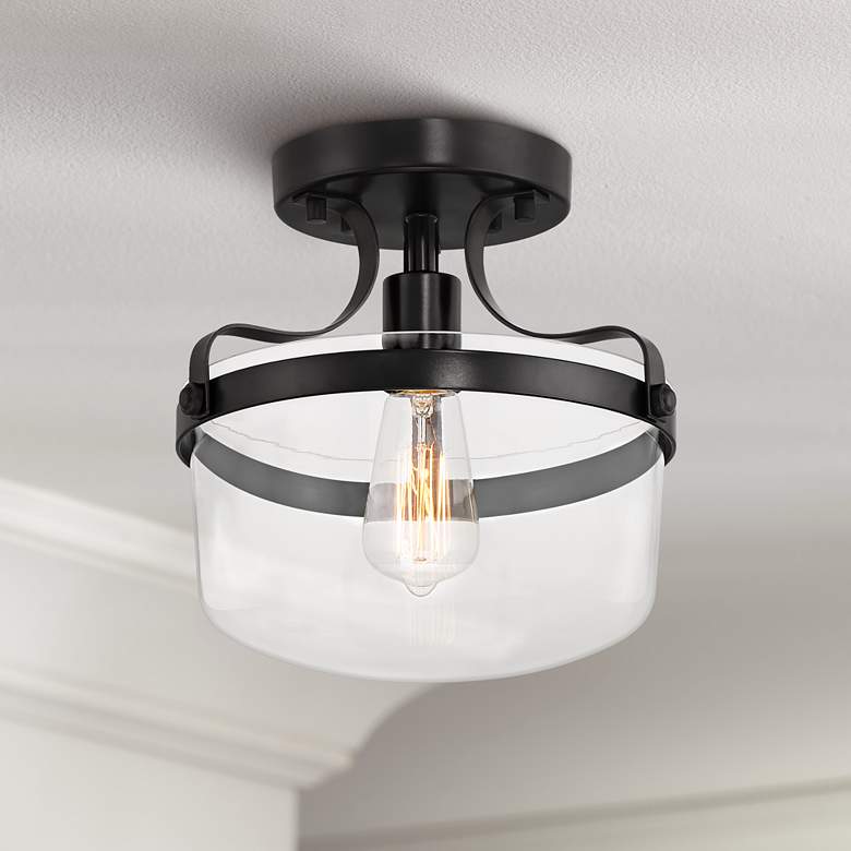 Image 1 Cami 10 1/4 inch Wide Semi Gloss Black Clear Glass Ceiling Light