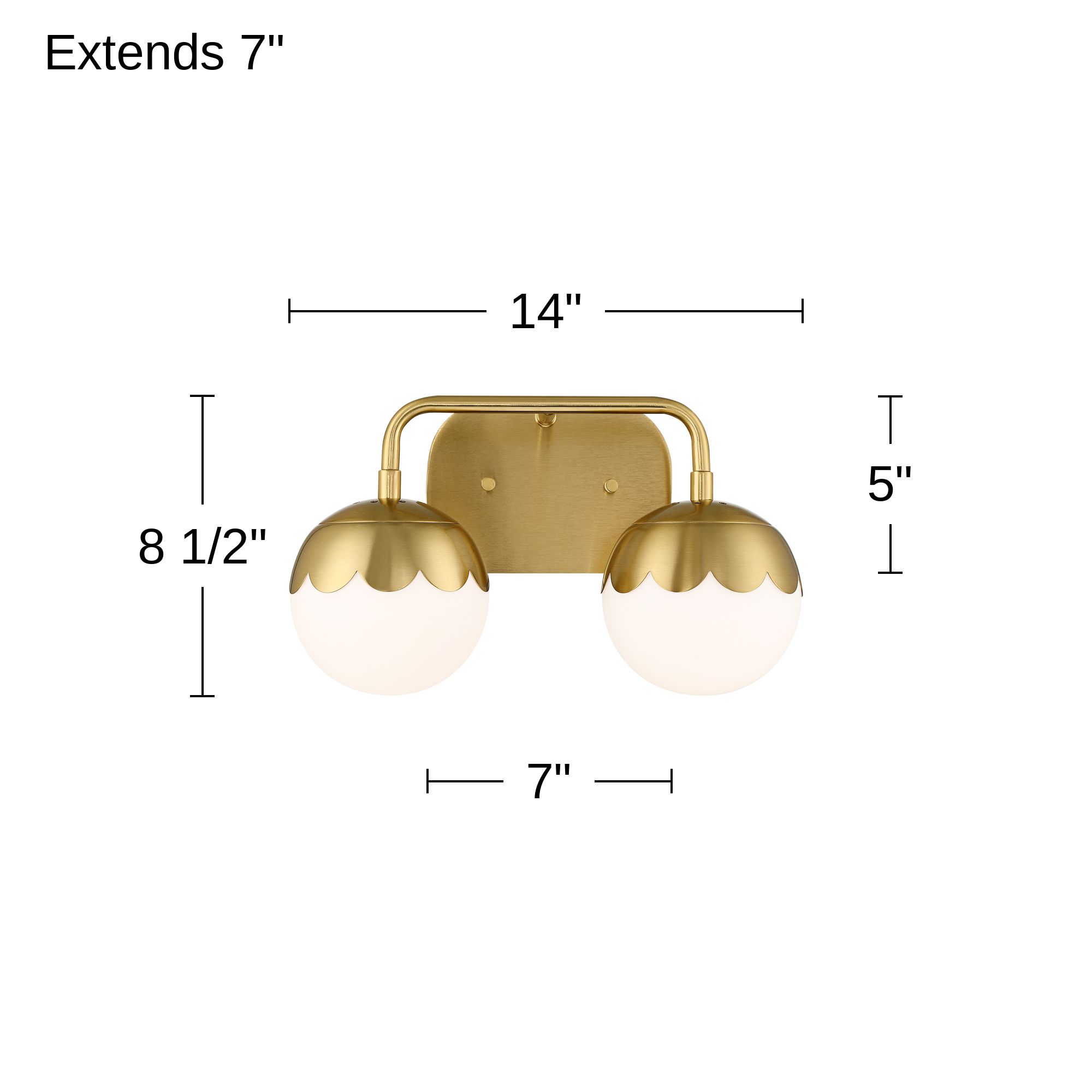 Camila 14" Wide Antique Brass 2-Light Modern Bath Light