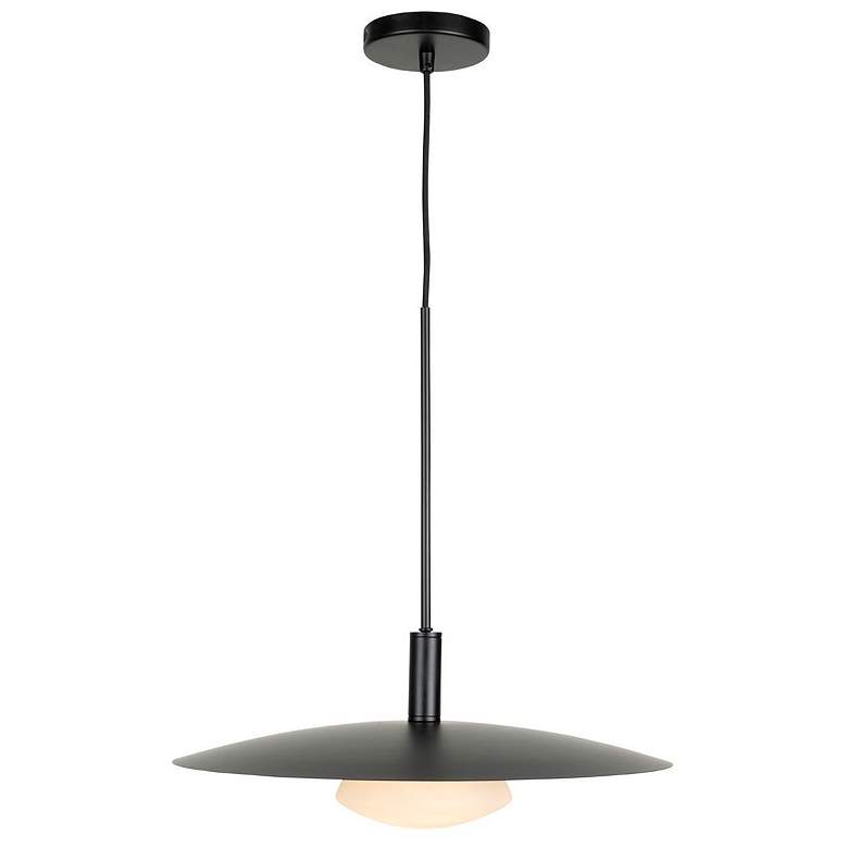 Image 4 Camila 18" Wide Black and Brushed Brass LED Pendant Light more views