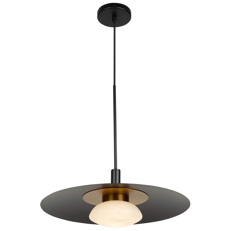 Image 1 Camila 18" Wide Black Pendant With Opal Alabaster Shade