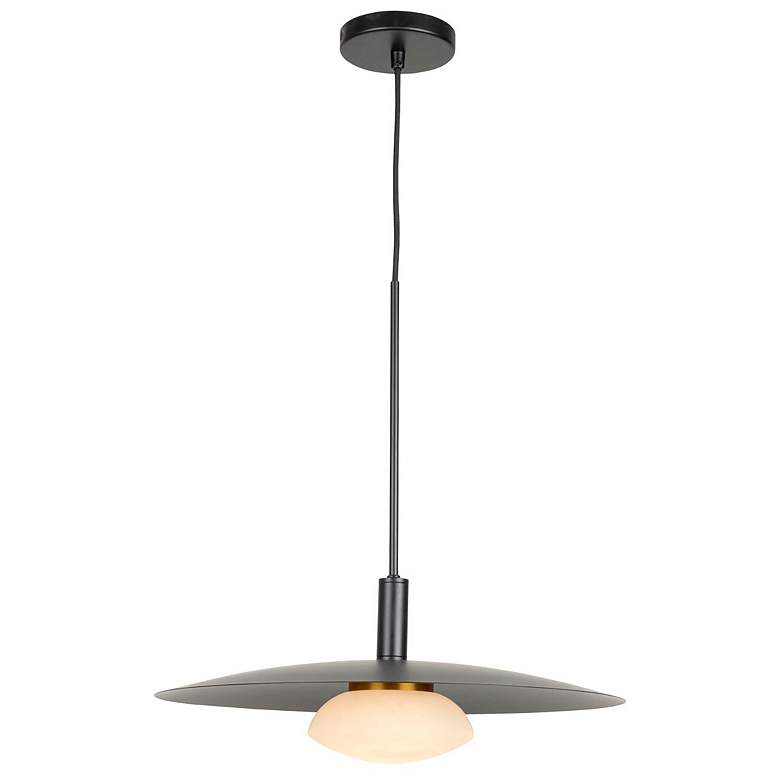 Image 3 Camila 18" Wide Black Pendant With Opal Alabaster Shade more views