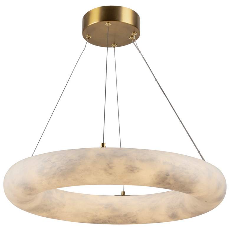 Image 1 Camila 19" Wide Brushed Brass Chandelier With Opal Alabaster Shade