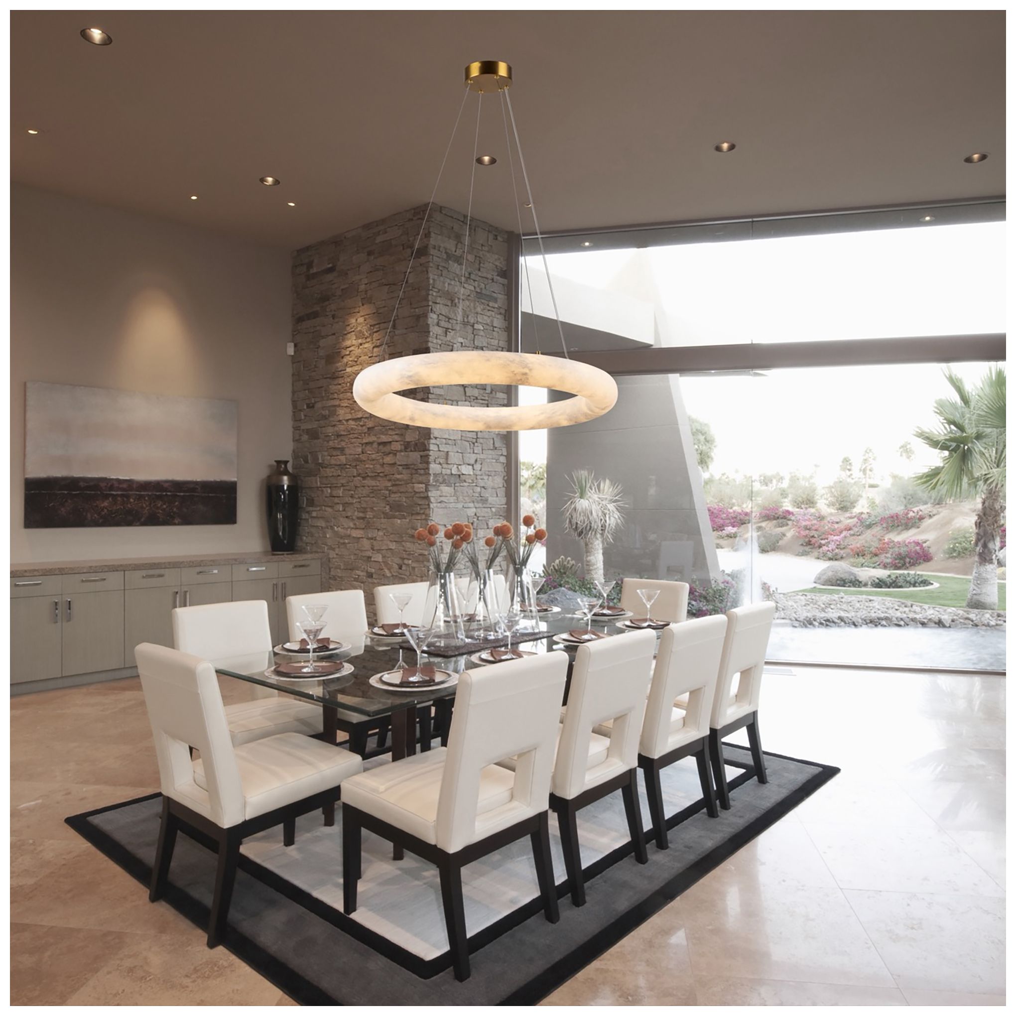 Image 6 Camila 19" Wide Brushed Brass Chandelier With Opal Alabaster Shade more views