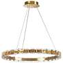 Camila 24" Wide Aged Brass 28W LED Chandelier With Crystal Glass Shade