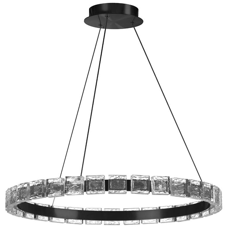 Image 1 Camila 24" Wide Matte Black 28W LED Chandelier With Crystal Glass Shad