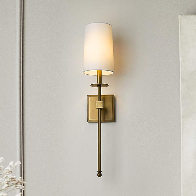Image 2 Camila 26" High Rubbed Brass Wall Sconce