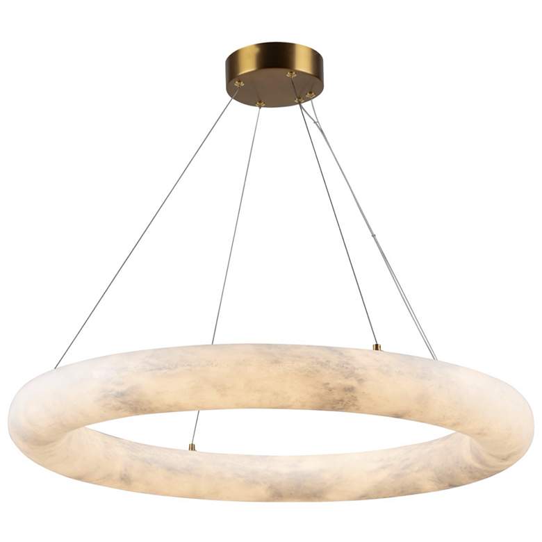 Image 1 Camila 27" Wide Brushed Brass Chandelier With Opal Alabaster Shade